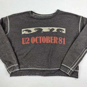 U2 October 81 Sweatshirt Trunk LTD Brand Women's Medium Grey Cropped